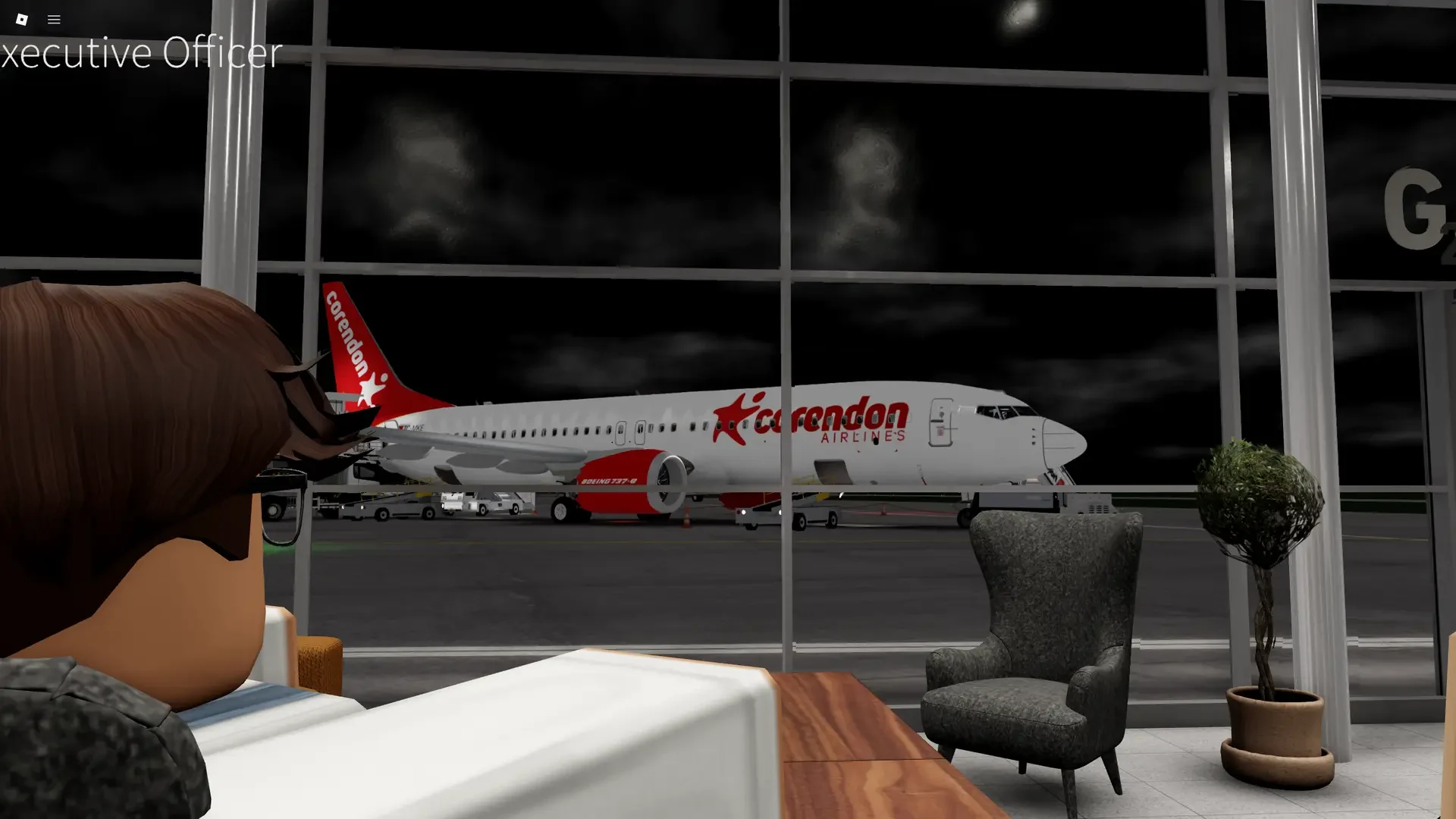 Corendon aircraft seen through the terminal windows